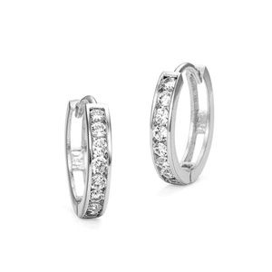 Rhodium Plated Cubic Zirconia Channel Set Earrings